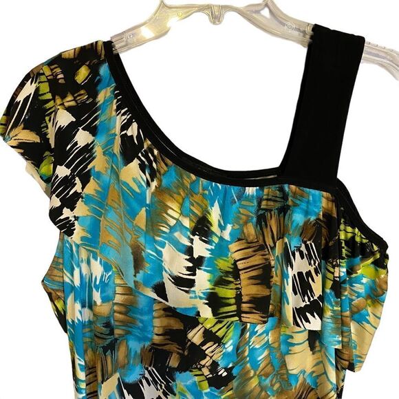 New Jennie & Marlis One Shoulder Top, size PL, feminine, multicolor, asymmetric - Picture 2 of 7